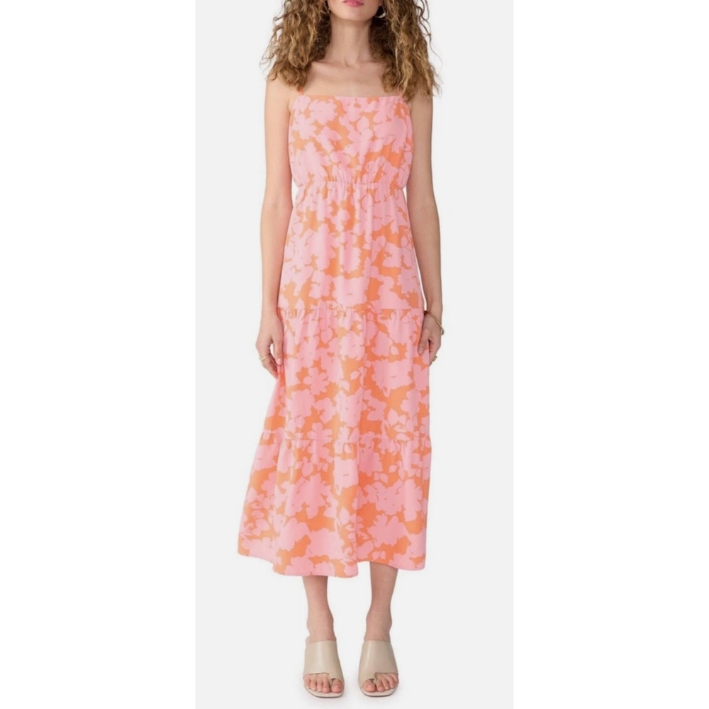 Social Standard By Sanctuary Smocked Back Dress Pink & Orange Size XL